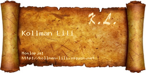 Kollman Lili névjegykártya